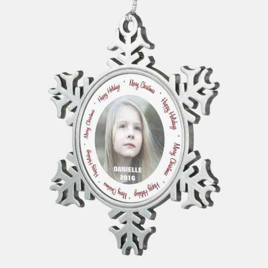 カスタムな写真のピューターの雪片のオーナメント スノーフレークピューターオーナメント (右)