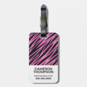 カスタムな写真のピンクのシマウマのストライプの背景 ラゲッジタグ (裏面縦)