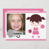 カスタムな写真のピンクのチアリーダーの誕生日の招待 招待状 (正面/裏面)