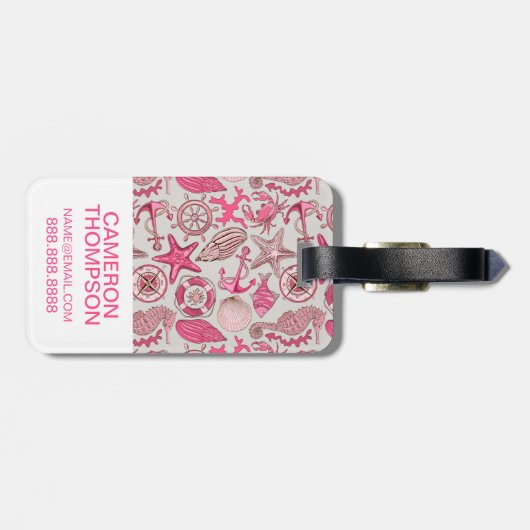 カスタムな写真のピンクの海パターン ラゲッジタグ (裏面横)