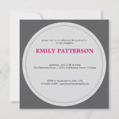 カスタムな写真のフィルムの卒業 招待状 (裏面)