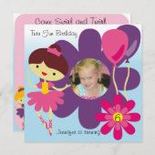 カスタムな写真のブルネットのバレリーナの誕生日の招待 招待状 (正面/裏面)