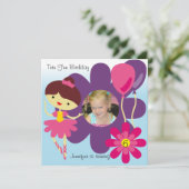 カスタムな写真のブルネットのバレリーナの誕生日の招待 招待状 (スタンド正面)