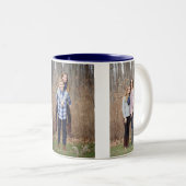 カスタムな写真のマグ- 3つの縦の写真をpersoanlize ツートーンマグカップ (正面右)