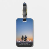 カスタムな写真のロマンチックなモダンの保存日付 ラゲッジタグ (裏面縦)