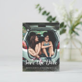 カスタムな写真のロマンチックなモダンの保存日付 案内ポストカード (スタンド正面)