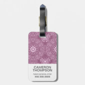 カスタムな写真のヴィンテージのピンクパターン ラゲッジタグ (裏面縦)