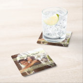 カスタムな写真の保存日付 スクエアペーパーコースター (インサイチュ)