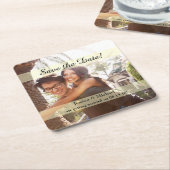 カスタムな写真の保存日付 スクエアペーパーコースター (アングル)