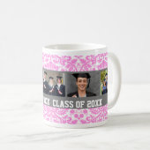 カスタムな写真の卒業のマグのピンクの灰色 コーヒーマグカップ (正面右)