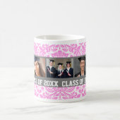 カスタムな写真の卒業のマグのピンクの灰色 コーヒーマグカップ (中央)
