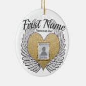 カスタムな写真の天使の翼およびハート セラミックオーナメント (右)