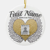 カスタムな写真の天使の翼およびハート セラミックオーナメント (正面)