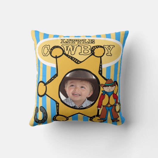 カスタムな写真の小さいカウボーイの枕 クッション (裏面)