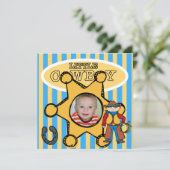 カスタムな写真の小さいカウボーイの西部の誕生日 招待状 (スタンド正面)