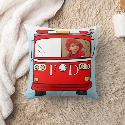 カスタムな写真の小さい消防士の枕 クッション (ブランケット)