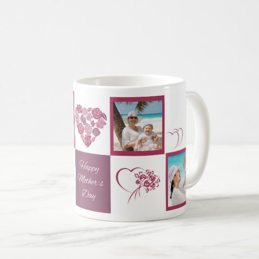 カスタムな写真の幸せな母の日の白くクラシックなマグ コーヒーマグカップ (正面右)
