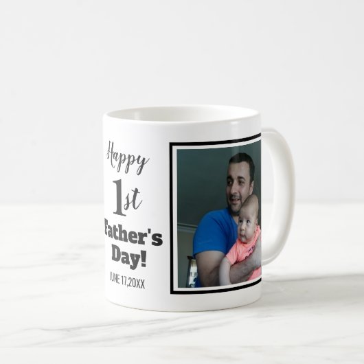 カスタムな写真の幸せな第1父の日 コーヒーマグカップ (正面右)