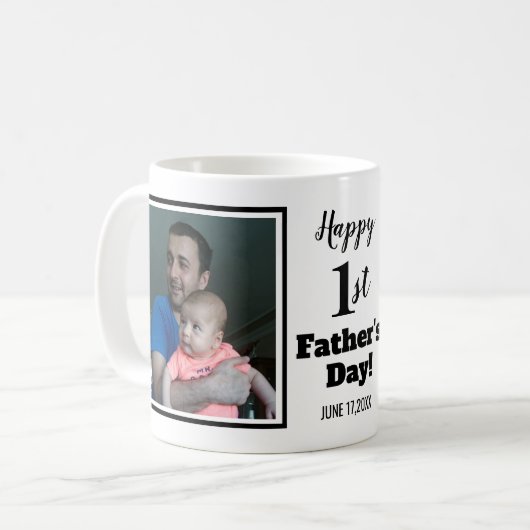 カスタムな写真の幸せな第1父の日 コーヒーマグカップ (正面左)