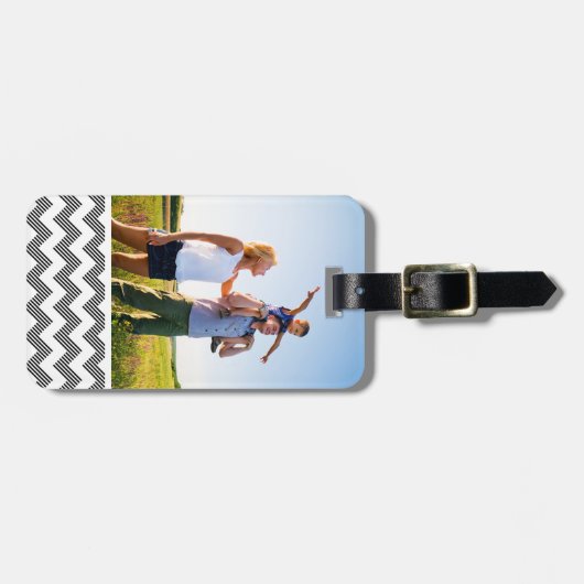 カスタムな写真の幾何学的なジグザグパターン ラゲッジタグ (正面横)