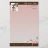 カスタムな写真の文房具、ピンクの渦巻 便箋 (正面)