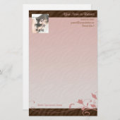 カスタムな写真の文房具、ピンクの渦巻 便箋 (正面/裏面)