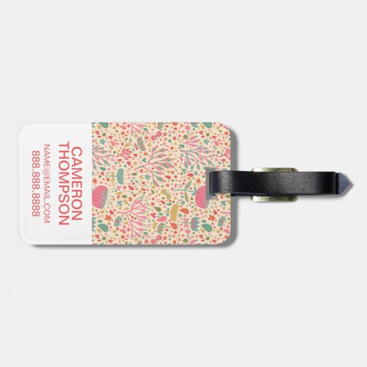 カスタムな写真の明るい花パターン ラゲッジタグ (裏面横)