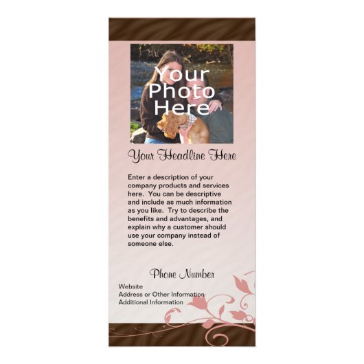 カスタムな写真の棚カード、ピンクの渦巻 ラックカード (正面)