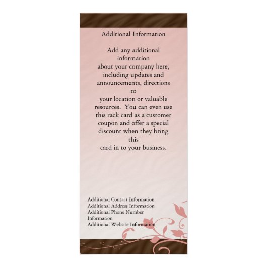 カスタムな写真の棚カード、ピンクの渦巻 ラックカード (裏面)