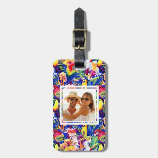 カスタムな写真の水彩画のオウム ラゲッジタグ (正面縦)