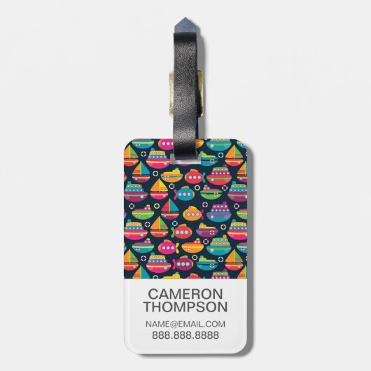 カスタムな写真の海の交通機関パターン ラゲッジタグ (裏面縦)