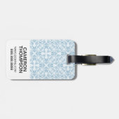 カスタムな写真の淡いブルーのダマスク織 ラゲッジタグ (裏面横)