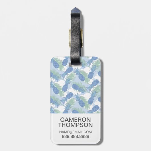 カスタムな写真の熱帯パステル調のパイナップルパターン ラゲッジタグ (裏面縦)