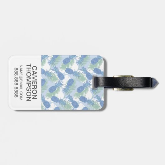 カスタムな写真の熱帯パステル調のパイナップルパターン ラゲッジタグ (裏面横)
