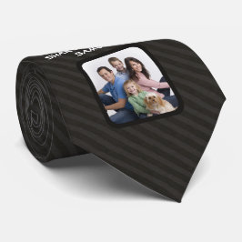 カスタムな写真の父の日のタイ、灰色のストライプ ネクタイ
