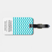 カスタムな写真の白および水のジグザグパターン ラゲッジタグ (裏面横)