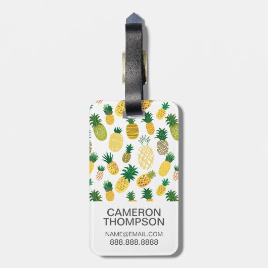 カスタムな写真の粋なパイナップルパターン ラゲッジタグ (裏面縦)