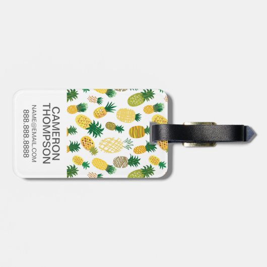 カスタムな写真の粋なパイナップルパターン ラゲッジタグ (裏面横)