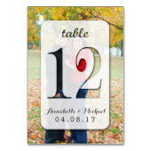 カスタムな写真の結婚式のテーブル数カード12 テーブルナンバー (裏面)