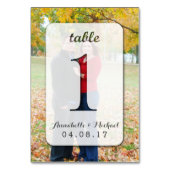 カスタムな写真の結婚式のテーブル数カード1 テーブルナンバー (裏面)