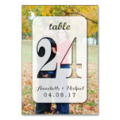カスタムな写真の結婚式のテーブル数カード24 テーブルナンバー (裏面)