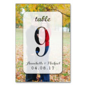 カスタムな写真の結婚式のテーブル数カード9 テーブルナンバー (裏面)