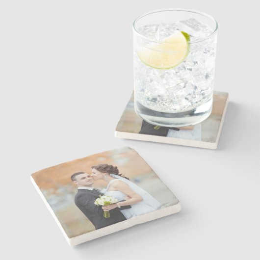 カスタムな写真の結婚式の引き出物 ストーンコースター (横)