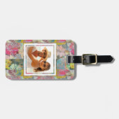 カスタムな写真の芸術の花のグランジなパターン ラゲッジタグ (正面横)