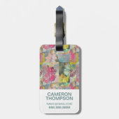 カスタムな写真の芸術の花のグランジなパターン ラゲッジタグ (裏面縦)