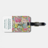カスタムな写真の芸術の花のグランジなパターン ラゲッジタグ (裏面横)