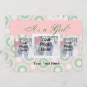 カスタムな写真の誕生の発表カード、それは女の子です 案内状 (正面/裏面)