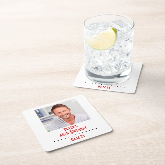 カスタムな写真の誕生会 スクエアペーパーコースター (インサイチュ)