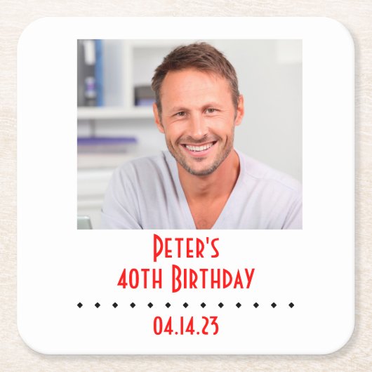 カスタムな写真の誕生会 スクエアペーパーコースター (正面)