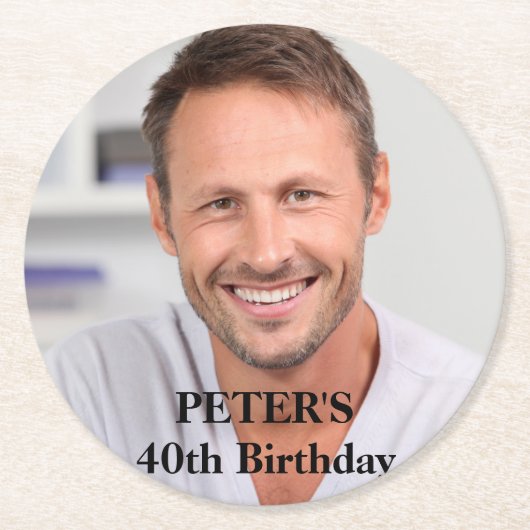 カスタムな写真の誕生会 ラウンドペーパーコースター (正面)